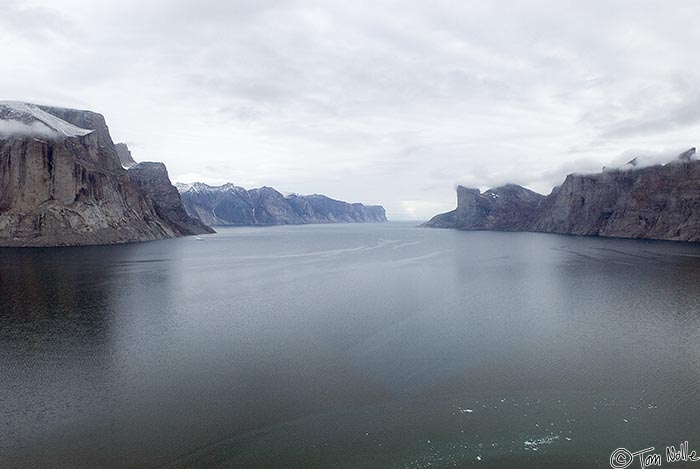 ArcticQ_20080906_111722_269_20.jpg - Looking from the helicopter back along the way we came into Sam Ford Fjord.  Baffin Island, Nunavut, Canada.