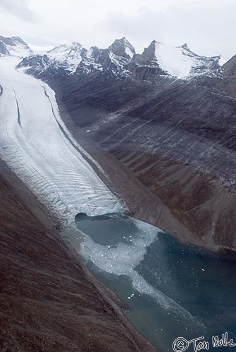 ArcticQ_20080906_111902_290_20.jpg - A large glacier in Sam Ford Fjord shows the lateral morains.  Baffin Island, Nunavut, Canada.