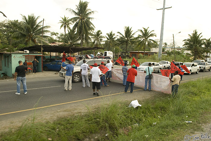 CostaRica_20100316_183708_603_20.jpg - A street protest against a higher sales tax created some disruptions in traffic but no visible violence.  We saw signs of this both in Panama City and as we crossed to Colon.  Near Colon, Panama.