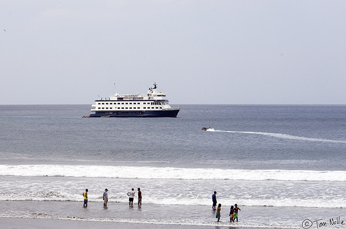 CostaRica_20100319_114016_028_2X.jpg - The Pacific Explorer stands off the beach for zodiac operations at the Embera Village on the Darien coast of Panama.