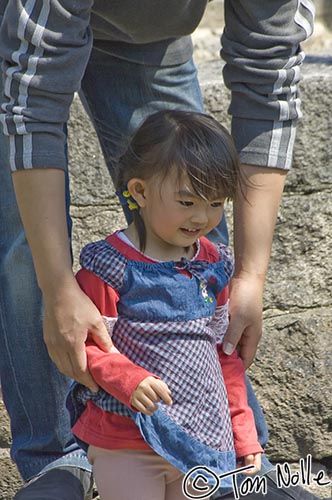 Japan_20080415_005358_889_2X.jpg - A young girl watches swans in the canal outside the Ohara Museum of Art Okayama Japan.