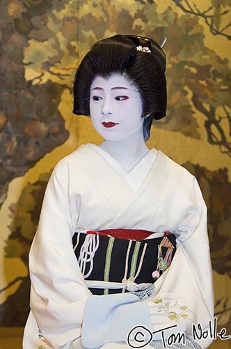 Japan_20080412_064702_719_2X.jpg - Our geisha pauses after completing her dance to take applause, letting a hint of a smile touch her.  Kyoto Japan.