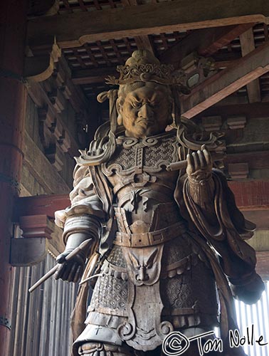 Japan_20080412_212258_346_20.jpg - The Guardian King of the South, holding a brush and scroll symbolizing his copying of the sutras of Buddhism.  Todai-Ji Nara Japan