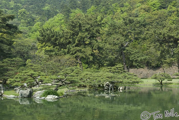 Japan_20080422_203538_845_20.jpg - One of the many ponds in Ritsurin Park, reflecting the surrounding trees and rocks in its quiet waters.  Takamatsu, Japan.