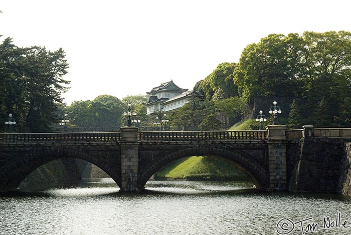 Japan_20080425_020828_280_20.jpg - Not open to visitors, the main part of the Imperial Palace is visible beyond the bridge to the gate.  Tokyo, Japan.