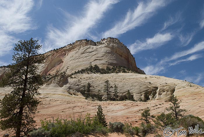 Canyonlands_20080528_171418_063_20.jpg - A peak seems to be laced with ribbons of clouds in Zion National Park, Utah.